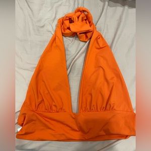 Orange halter tie top